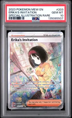 2023 POKEMON MEW EN-151 SPECIAL ILLUSTRATION RARE #203 ERIKA'S INVITATION PSA 10 - Image 1