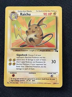 Pokemon TCG Raichu 29/62 Fossil Unlimited Non-Holo Card MP - Image 1