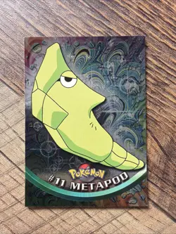 1999 Pokemon TV Animation Edition Series 1 #11 METAPOD Holo Foil Black Logo - Image 1