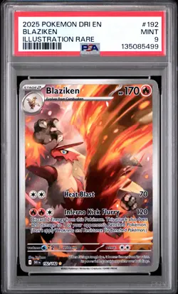 2025 POKEMON DRI EN-DESTINED RIVALS ILLUSTRATION RARE #192 BLAZIKEN PSA 9 - Image 1