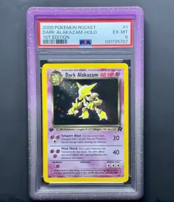 Pokemon TCG Team Rocket 2000 - Dark Alakazam Holo 1/82 1st Edition - Swirl 🌀 - Image 1