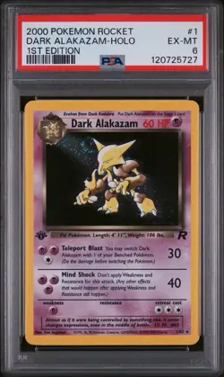 Pokemon TCG Team Rocket 2000 - Dark Alakazam Holo 1/82 1st Edition - Swirl 🌀 - Image 2