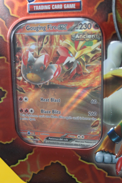 POKEMON PARADOX DESTINIES TIN GOUGING FIRE EX SEALED - Image 2