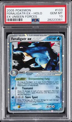 2005 POKEMON EX UNSEEN FORCES #103 FERALIGATR EX-HOLO PSA 10 - Image 1