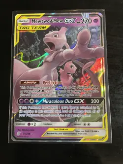 Pokemon Mewtwo & Mew GX TAG TEAM Ultra Rare Holo 71/236 Sm-Unified Minds 270 HP - Image 1