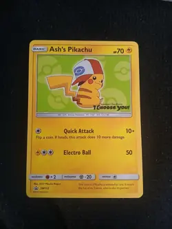 Pokemon Ash's Pikachu SM112 Black Star Promo Pokemon I Choose You Never Played - Image 1
