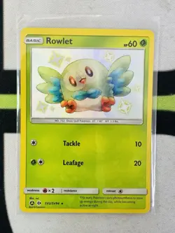 Rowlet - SV2/SV94 - Pokemon Hidden Fates Sun & Moon Shiny Rare Card NM - Image 1