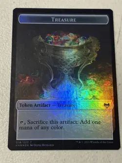 mtg foil token Tibalt Cosmic Impostor // Treasure, 021/019, Kaldheim, unplayed - Image 2