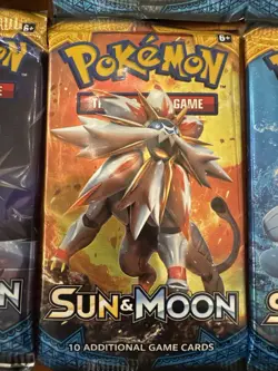 Pokemon Sun & Moon Base Set Booster Pack Lot (6) Sealed Mixed Art - Image 5