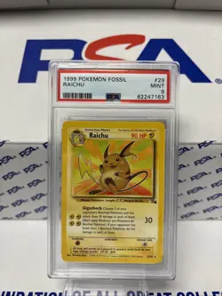 Pokemon PSA 9 Raichu 29/62 - Fossil - Image 1