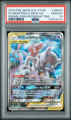 Mewtwo & Mew GX SM191 Pokemon Sm Black Star Promo Tag Team GEM MINT PSA 10 - Image 1