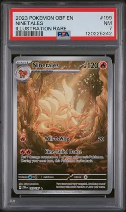 2023 POKEMON OBF EN-OBSIDIAN FLAMES ILLUSTRATION RARE #199 NINETALES PSA 7 - Image 1