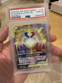 Pokemon japanese LATIOS & LATIAS GX 2018 Tag Bolt/ #105/ PSA10 - Image 1
