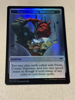 mtg foil token Elf Warrior // Tibalt Cosmic Imposter emblem, 015/021, Kaldheim - Image 1