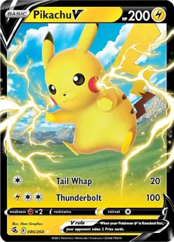 Pikachu V 086/264 Ultra Rare Holo SWSH08: Fusion Strike Pokemon Card - Image 1