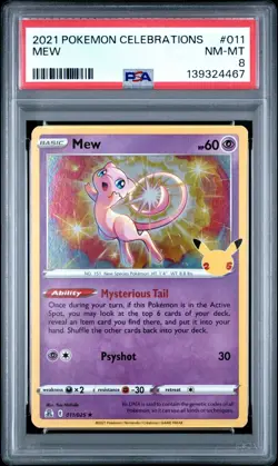 PSA 8 Mew #011 - Celebrations Holo Pokemon Card - Pokemon TCG - Image 1