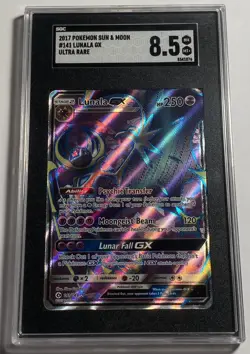 Lunala GX 2017 Pokemon Sun & Moon #141/149 Ultra Rare Full-Art SGC 8.5 NM-MT+ - Image 1
