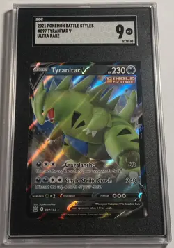 Tyranitar V 2021 Pokemon Battle Styles #097/163 Full-Art Ultra Rare SGC 9 MT - Image 1