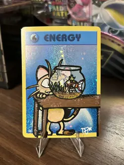 Meowth and Magicarp! 1:1 Hand painted Energy! Pokemon Custom Alter - Image 1