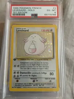 PSA 6 Leveinard Chansey Holo Rare NM #3 French Base 1st Edition Pokemon - Image 1