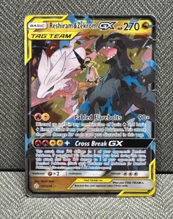 Pokemon Reshiram & Zekrom GX 157/236 Sm-Cosmic Eclipse TAG TEAM Ultra Rare Holo - Image 1