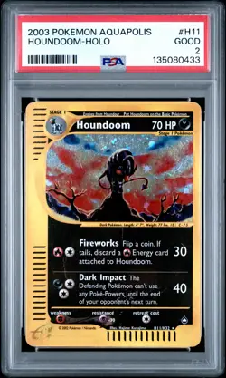 2003 POKEMON AQUAPOLIS #H11 HOUNDOOM-HOLO PSA 2 - Image 1