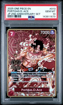 2025 ONE PIECE OP02-013 JAPANESE 2ND ANNIVERSARY SET PORTGAS D. ACE ENG PSA 10 - Image 1