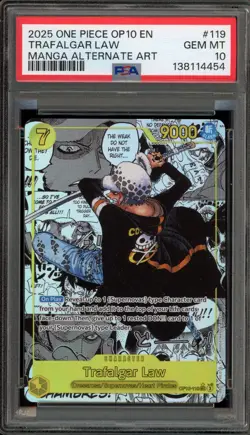 One Piece CCG Trafalgar Law Manga Alternate Art OP10-119 PSA 10 Gem Mint - Image 1