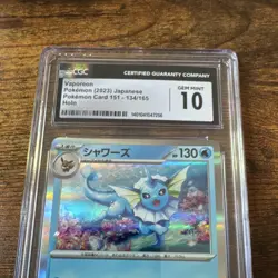 Pokemon Vaporeon 134/165 Card 151 Rare Holo CGC 10 Japanese 2023 - Image 3