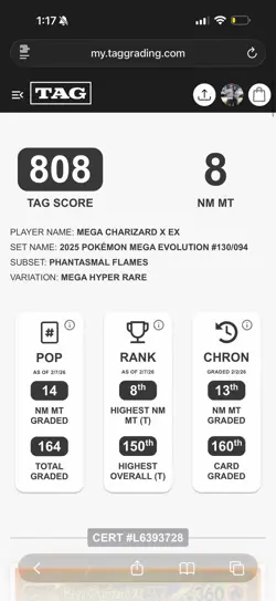 Mega Charizard X Ex TAG 8 – #130/094 Hyper Rare Pokemon Card 🐉🔥 - Image 3