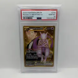 2025 Pokemon Destined Rivals Team Rockets Mewtwo ex Hyper 240/182 PSA 10 - Image 1