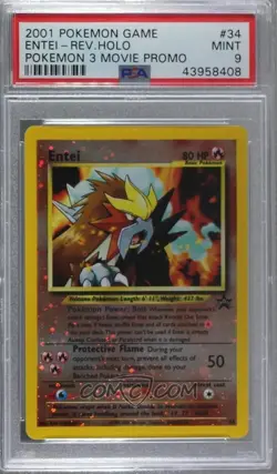 Entei 2001 Black Star Promo Reverse Holo Pokemon Movie PSA 9 Mint - Image 1