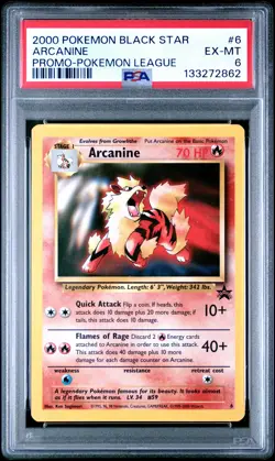 2000 POKEMON PROMO BLACK STAR POKEMON LEAGUE #6 ARCANINE PSA 6 - Image 1