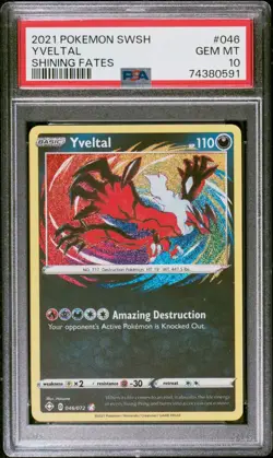 Yveltal - 046/072 - Amazing Rare - Shining Fates - Pokemon - PSA 10! - Image 1