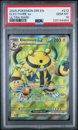 2025 Pokemon Dri EN-Destined Rivals Electivire EX Ultra Rare PSA 10 #212 - Image 1