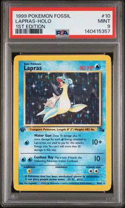 1999 POKEMON FOSSIL 1ST ED #10 LAPRAS-HOLO PSA 9 - Image 1