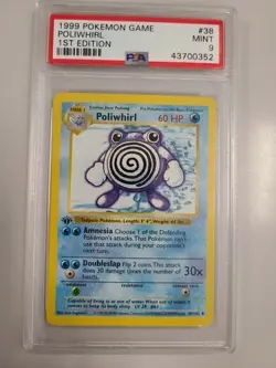 1999 Pokemon - 1st Edition Shadowless Poliwhirl Base Set 38/102 PSA 9 Mint! WOTC - Image 1