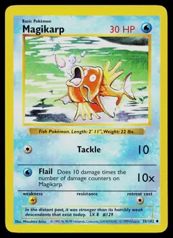Pokemon Card - Magikarp Base Set (Shadowless) 35/102 Uncommon - Image 1
