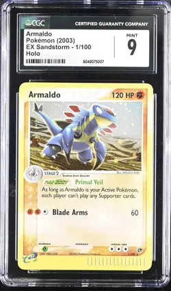 CGC 9 MINT Armaldo 2003 EX Sandstorm 1/100 Holo Pokemon Card - Image 1
