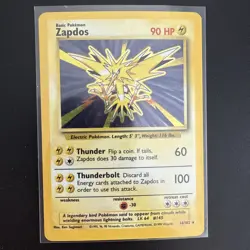 Pokemon Card Unlimited Edition Holo Rare Base Set 1999 Zapdos 16/102 MP! - Image 1