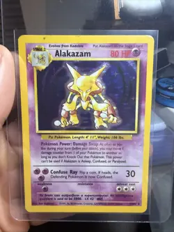 Pokemon TCG Alakazam Base Set Holo Card 1/102 Unlimited Rare - Image 1