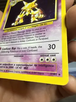 Pokemon TCG Alakazam Base Set Holo Card 1/102 Unlimited Rare - Image 4