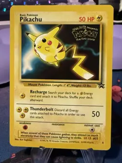 Pikachu #4 Black Star Promo Pokemon Card WOTC 1999 WB First Movie - Image 1