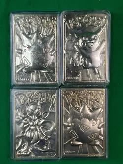 Pokemon Bundle of 4 Burger King 1999 Gold Plated Cards Pikachu Togepi Mewtwo (e1 - Image 1