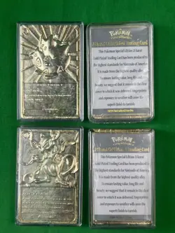 Pokemon Bundle of 4 Burger King 1999 Gold Plated Cards Pikachu Togepi Mewtwo (e1 - Image 2