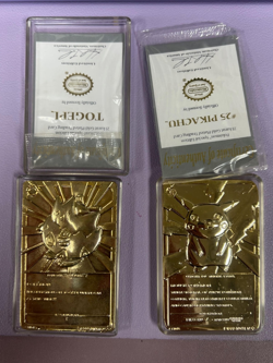 Pokemon Bundle of 4 Burger King 1999 Gold Plated Cards Pikachu Togepi Mewtwo (e1 - Image 3