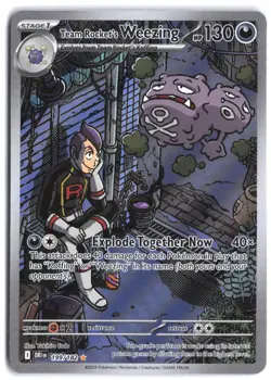 Team Rocket's Weezing 199/182 Illustration Rare Destined Rivals Pokemon - Image 1