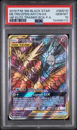 Pokemon Moltres Zapdos Articuno GX Hidden Fates Black Star Promo SM210 PSA 10 - Image 1