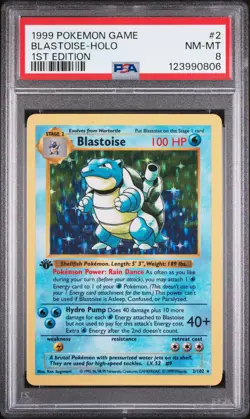 1999 POKEMON BASE SET 1ST EDITION #2 BLASTOISE-HOLO PSA 8 - Image 1