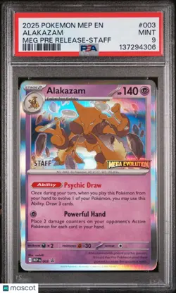 Alakazam Mega Evolution Pre Release Staff PSA 9 003 Pokemon Black Star Promo - Image 1